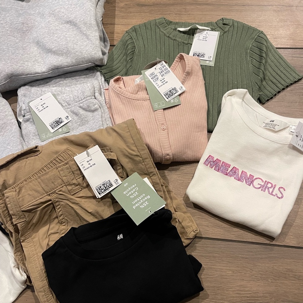 Bundle of NWT girl clothes from H&M. All sizes US 12 in girls.